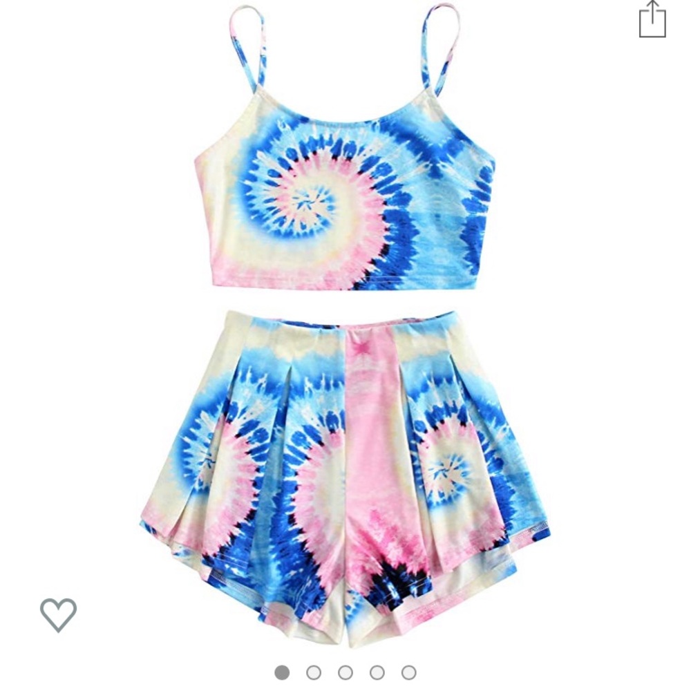 Tie Dye Crop Top and Shorts Two Piece Set